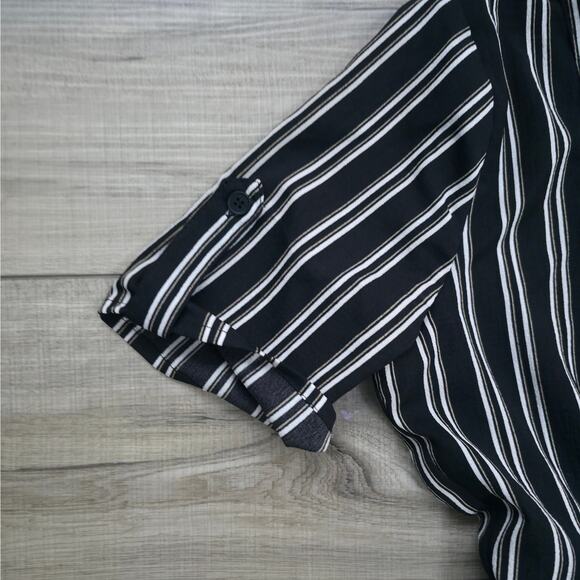 Lottie Shirt Short Sleeve Black/Cream Collared Dress Women Sz M - Picture 5 of 10